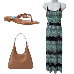 Pink Republic Smocked-Back Woven Maxi Dress Patterned Juniors Size Medium